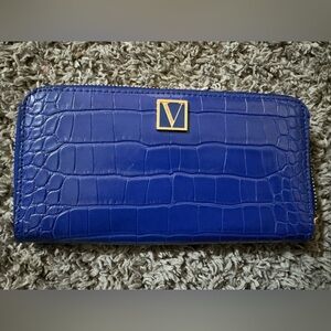 Vibrant Blue Croc-Embossed Wallet